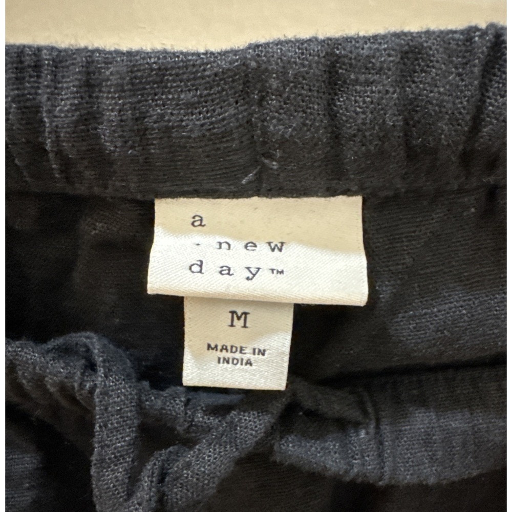 A New Day Black Linen Blend Pull On Shorts Size M Waistband High Waist - Picture 3 of 7